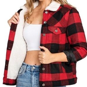 Love Tree plaid faux sherpa  lined warm jacket♥️ EUC